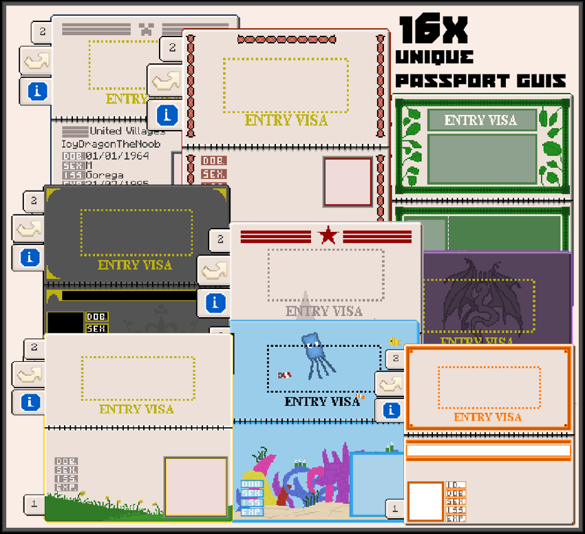 16x Unique Passport GUIs
