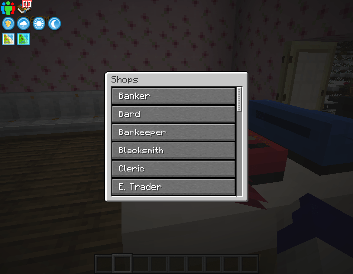 Thumbnail The tag #society_trading:opens_shop_selector can be given to a block to open up a list of all shops available to the player when a player right clicks it.