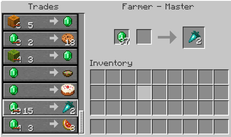 Thumbnail but farmer villager needs to be at level 5 for diamond carrot (: