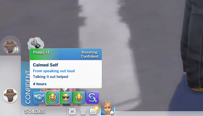 Thumbnail Overthinker trait showcasing three custom buffs with unique moodlet icons and emotes.