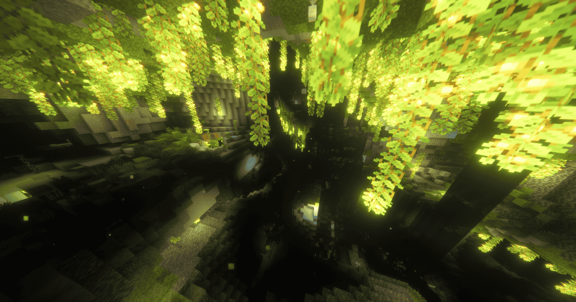 A large lush cave