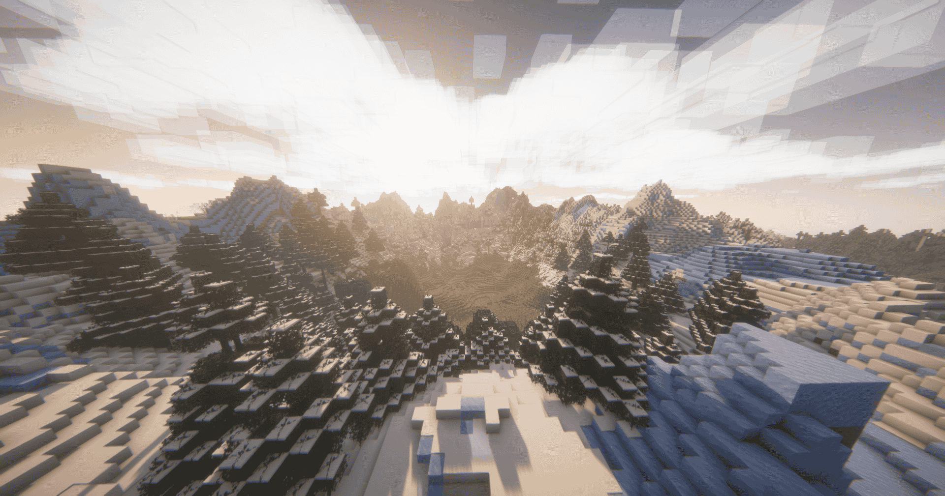 A snowy mountain surrounding a plains biome.