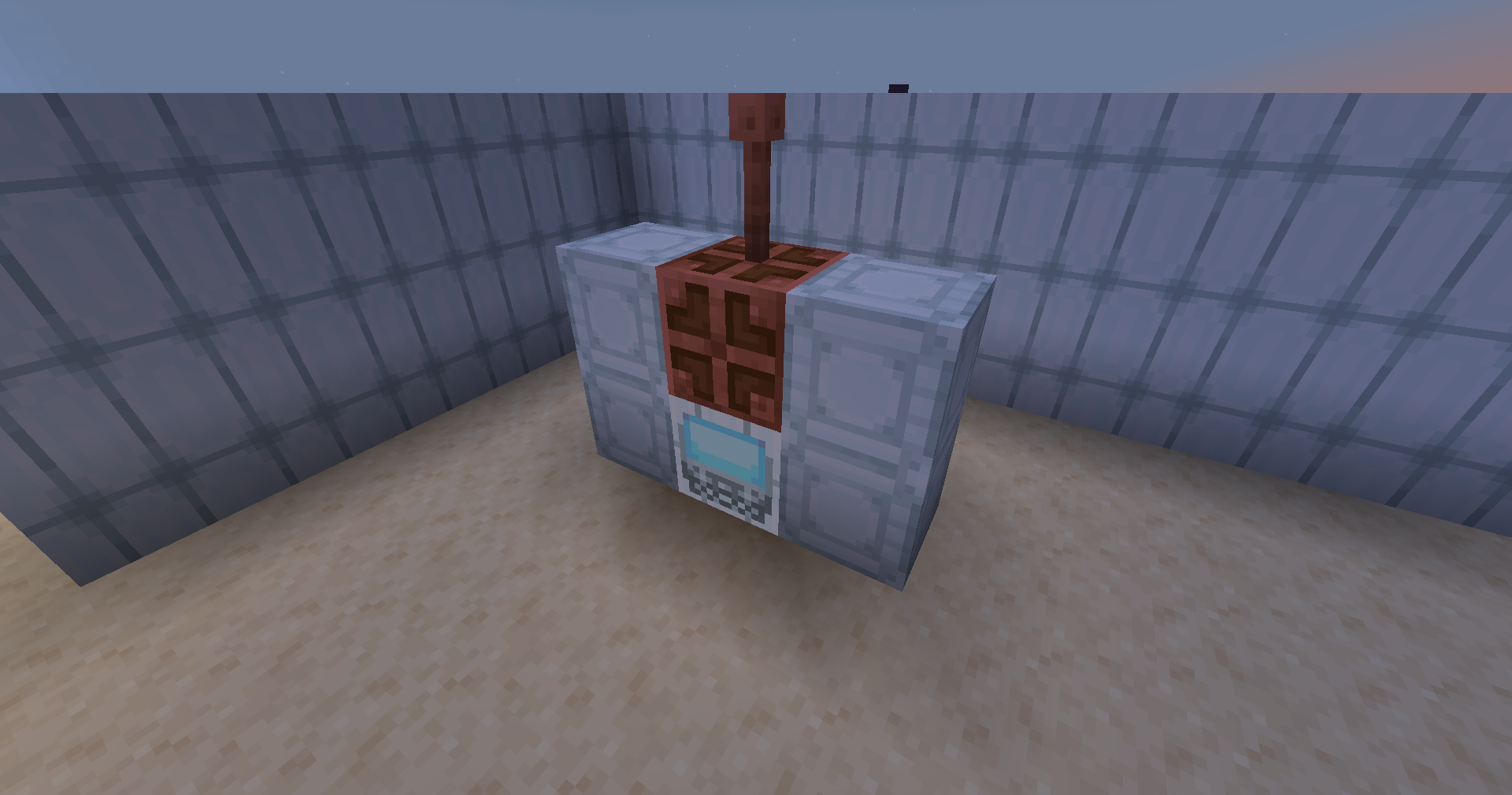 Thumbnail Make this exact structure and place the console block last to summon the Surveyor