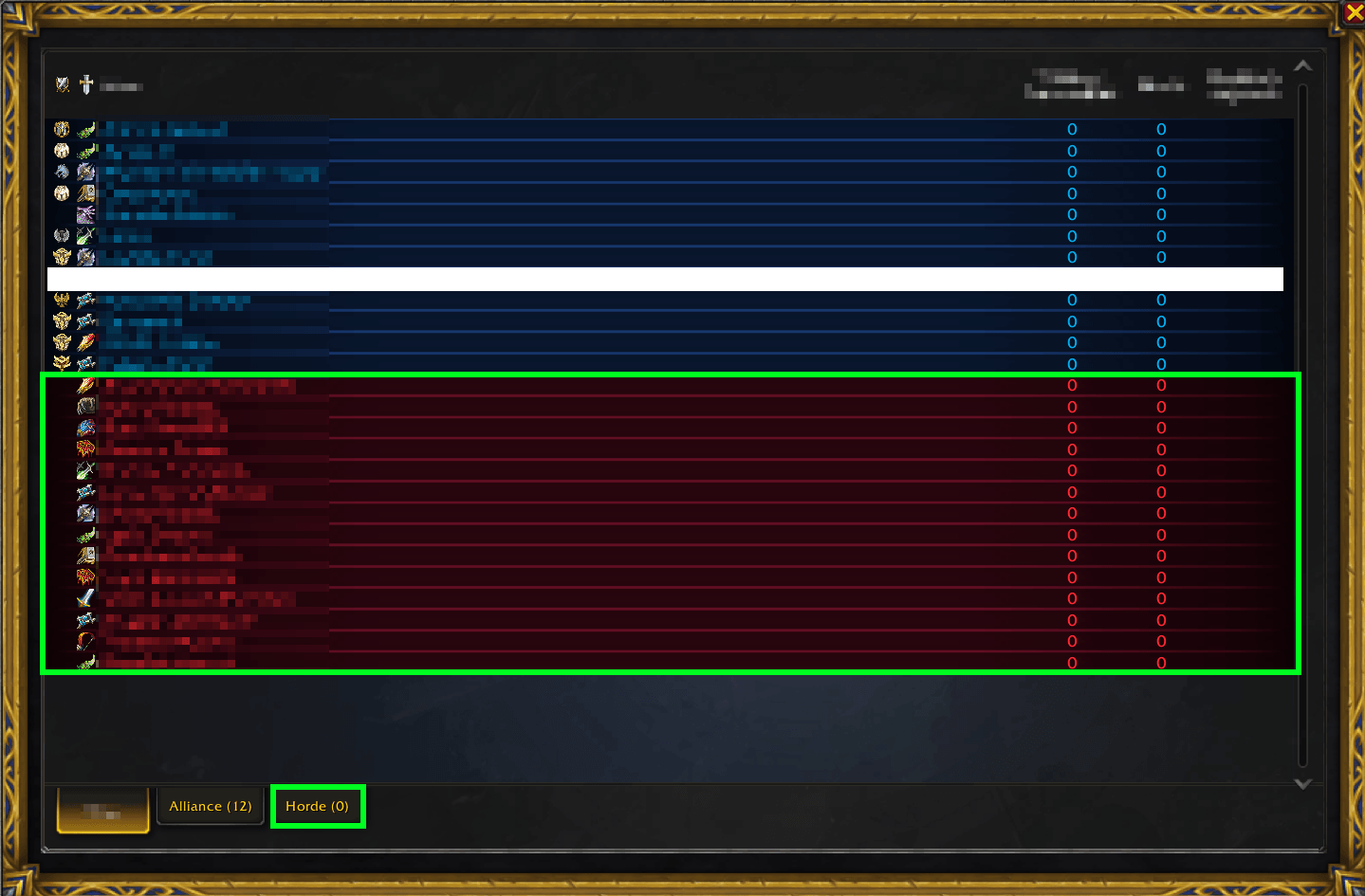 Horde team is shown even though Alliance team is not completely filled