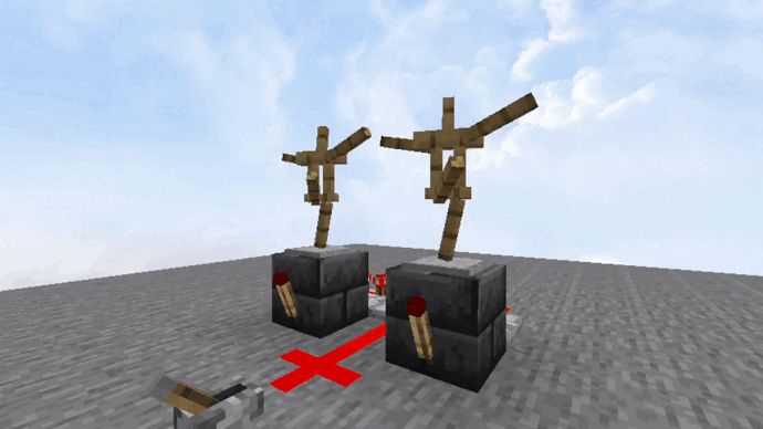 Use different redstone levels to change the pose.