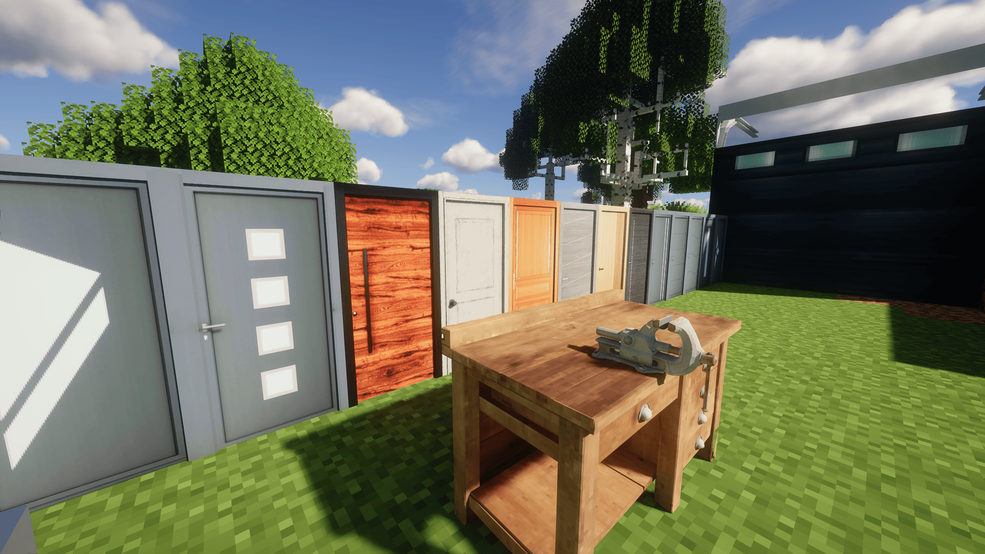 A variety of doors using the Realistic Door mod.