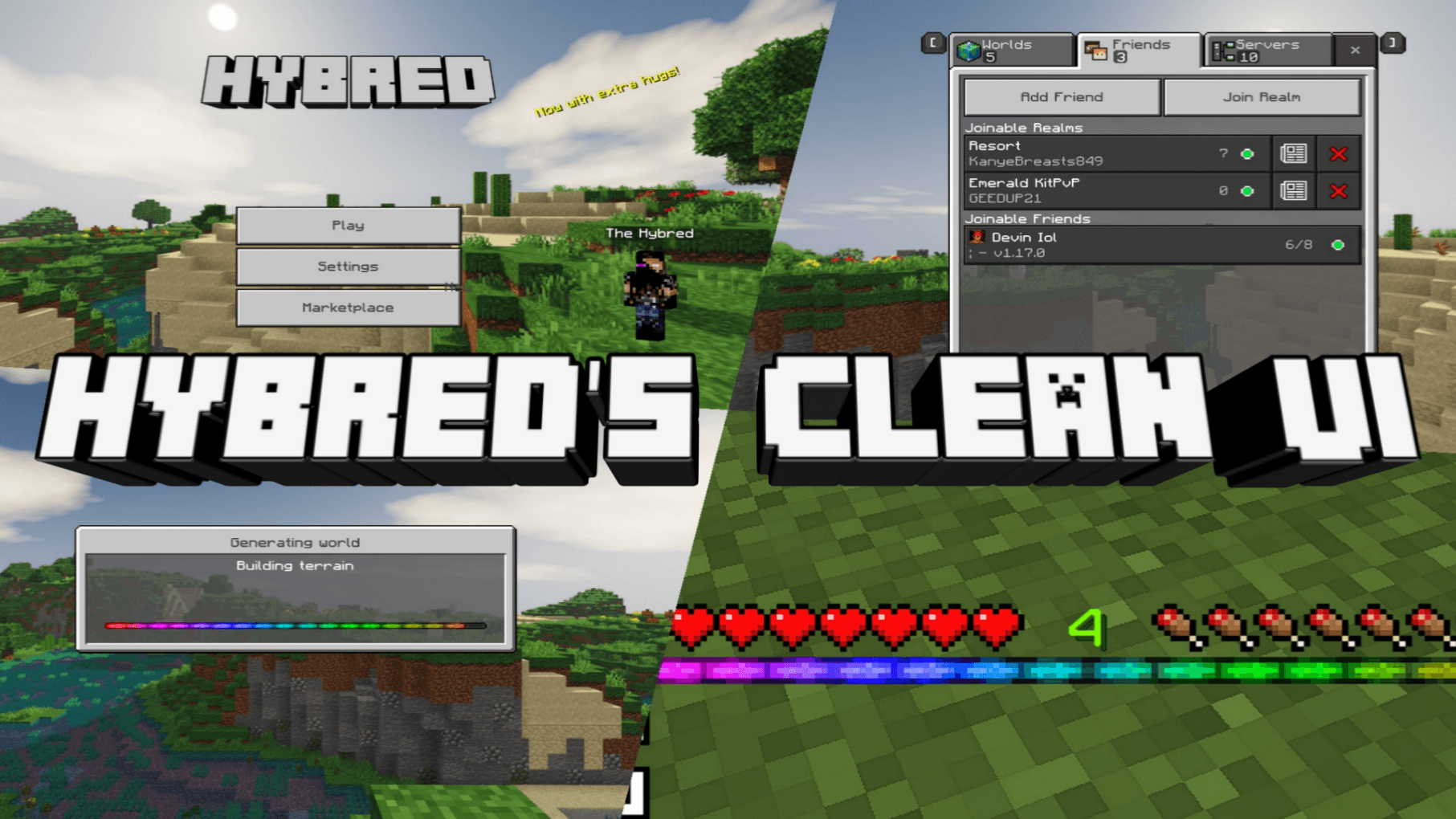 Hybred's Clean UI - Gallery - Minecraft Bedrock Texture Packs - CurseForge