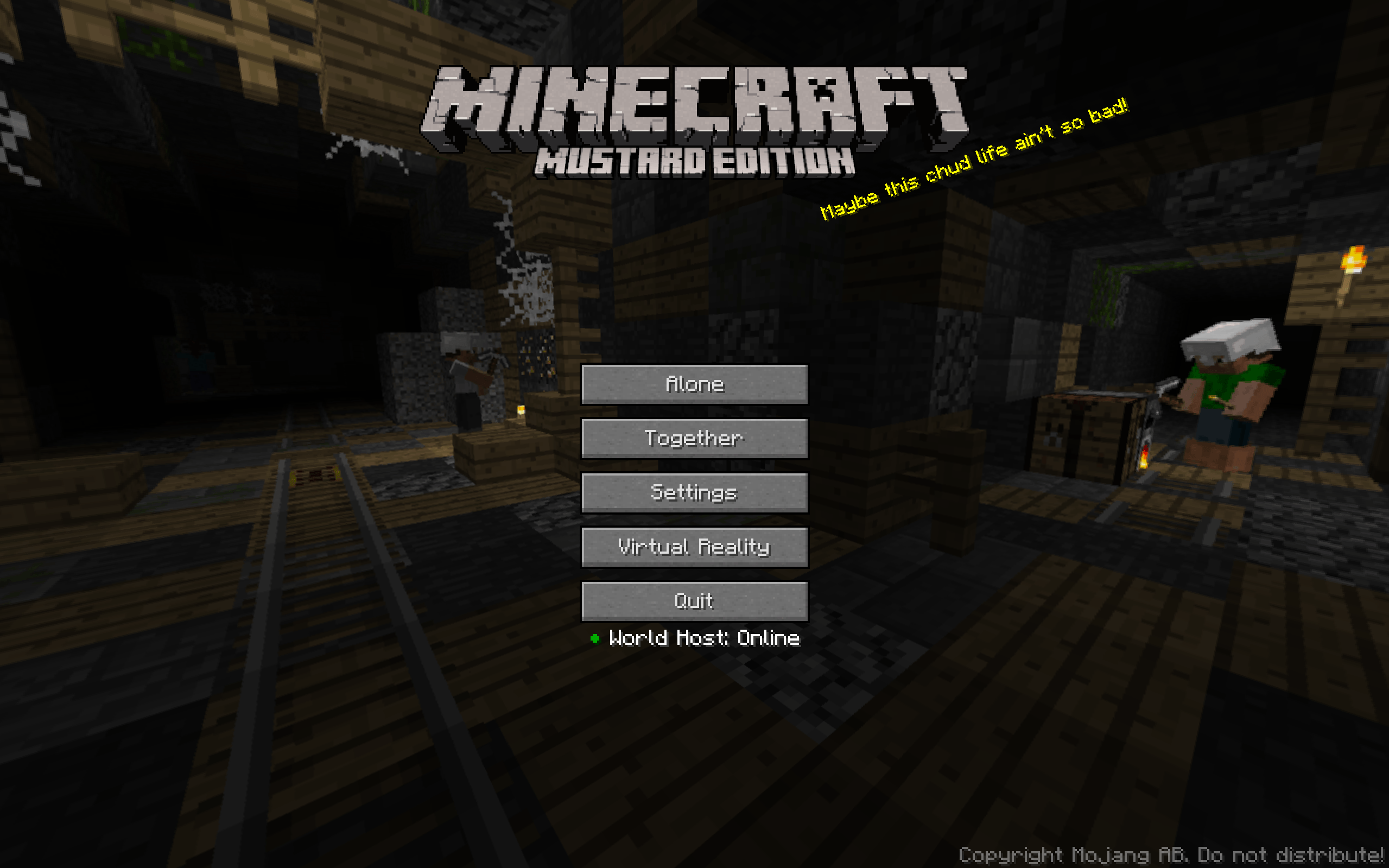 Thumbnail Our custom title screen for the modpack, featuring a new button layout, personalized panorama and subtitle.