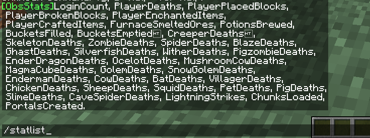 This is the message that displays when issuing the /statlist command.