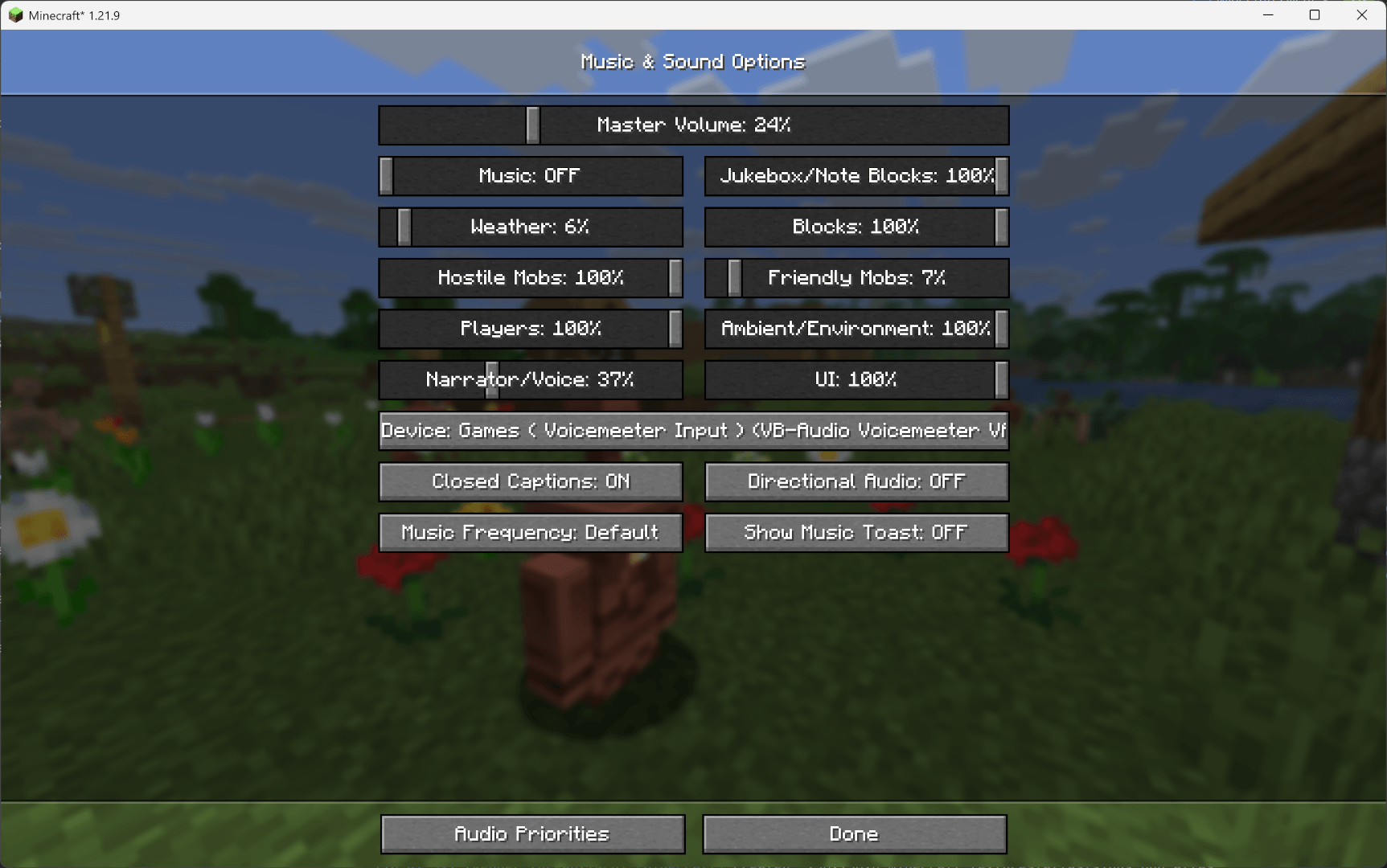 Vanilla Audio Menu with extra Button at the bottom