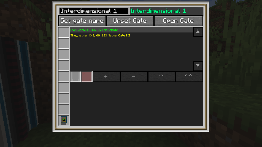 Thumbnail A configured Interdimensional Gate GUI with two target Gate data.
