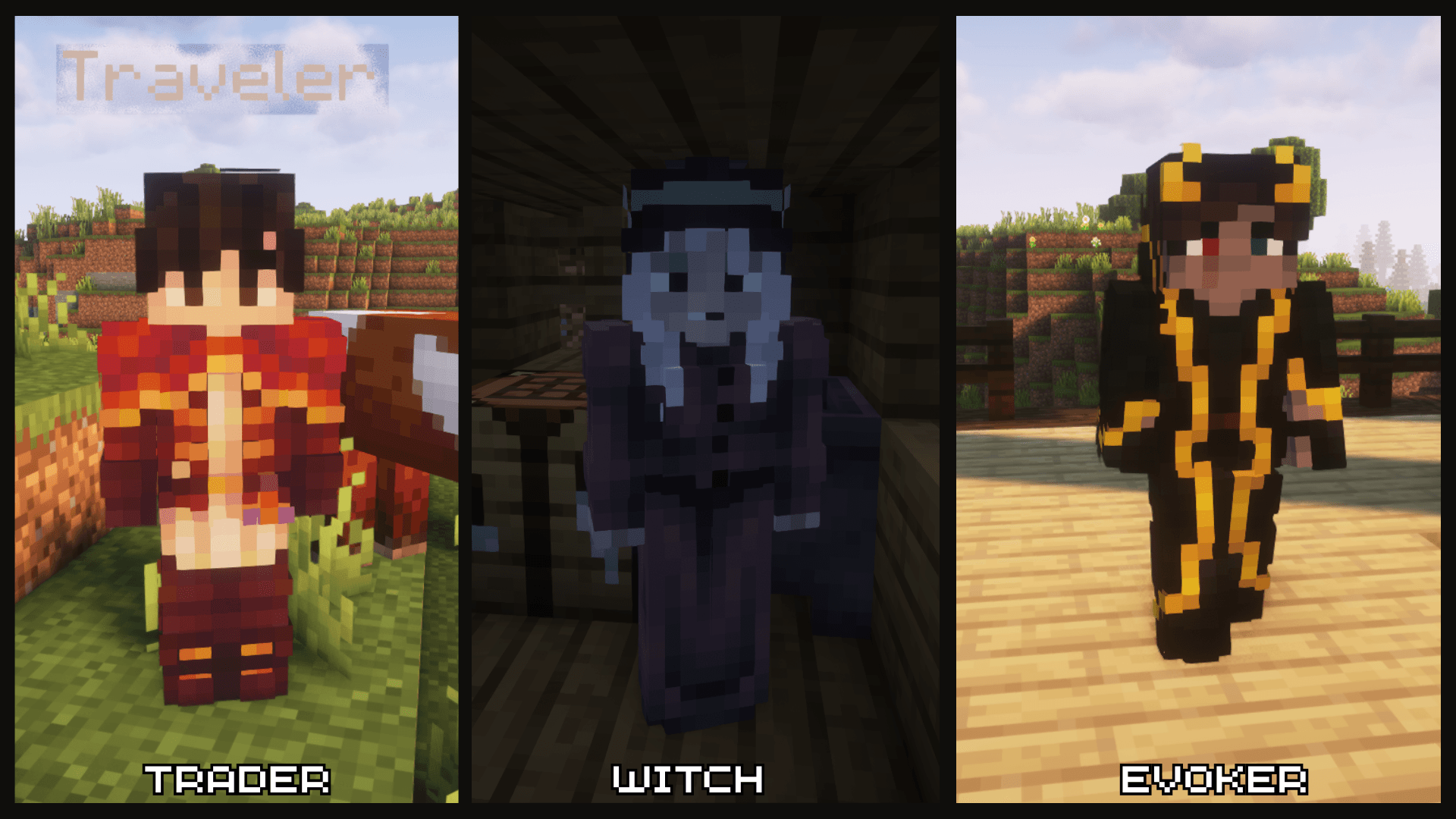 Thumbnail Trader, Witch, and Evoker