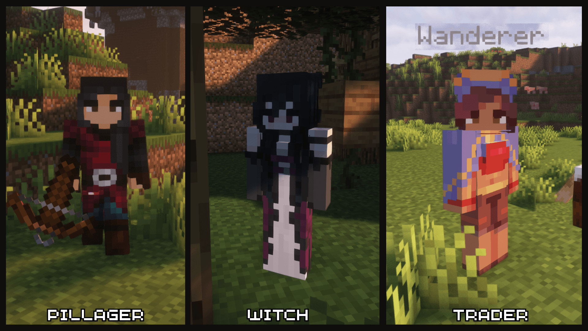 Thumbnail Pillager, Witch, and Trader