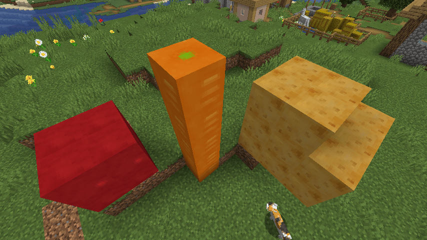 huge vegetables built with large crop blocks