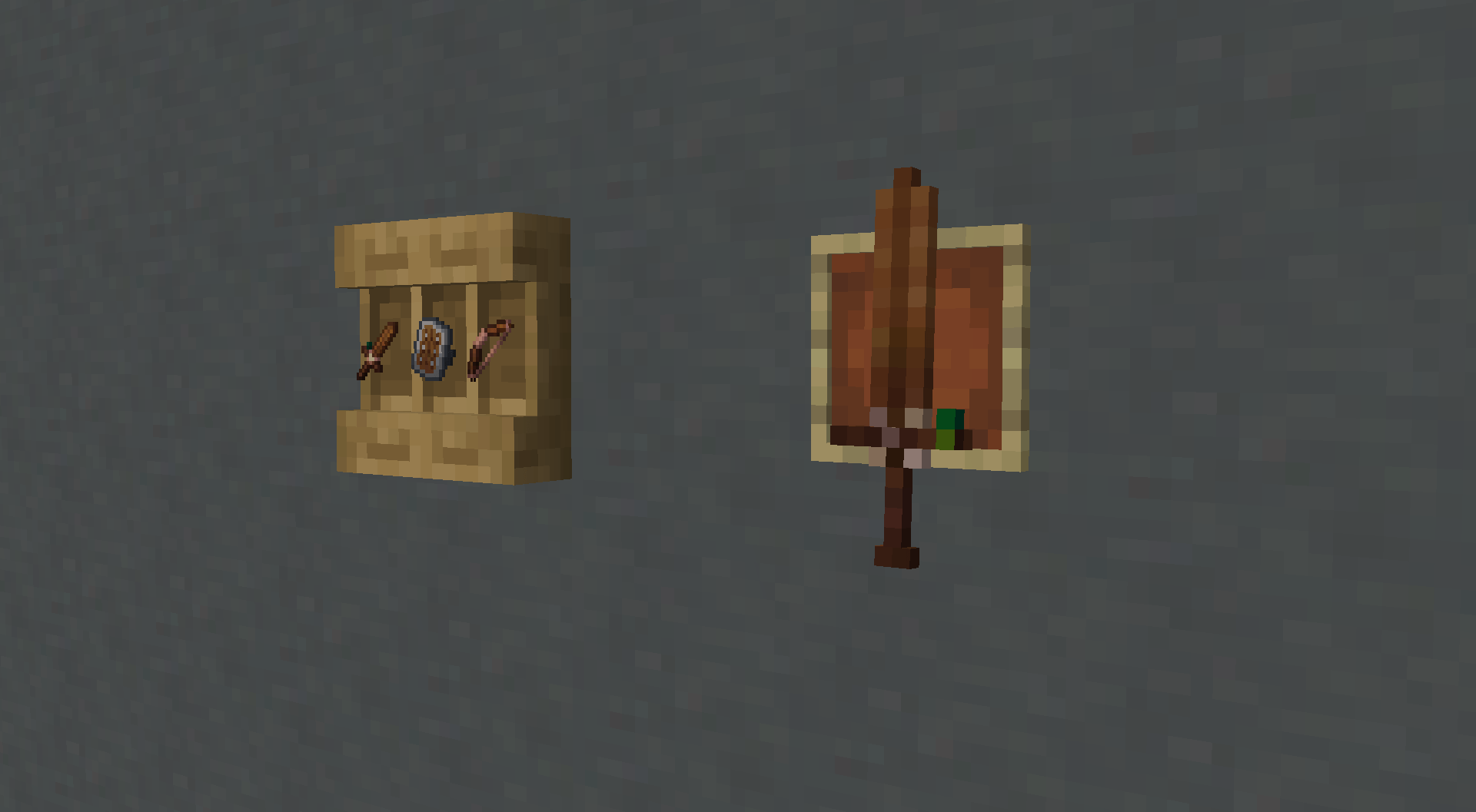 Items on the shelf and items in the frame are displayed differently