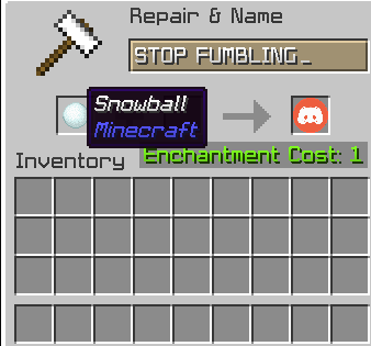 Thumbnail if u rename a snowball to STOP FUMBLING then it will become the discord guy from the STOP FUMBLING!!! meme