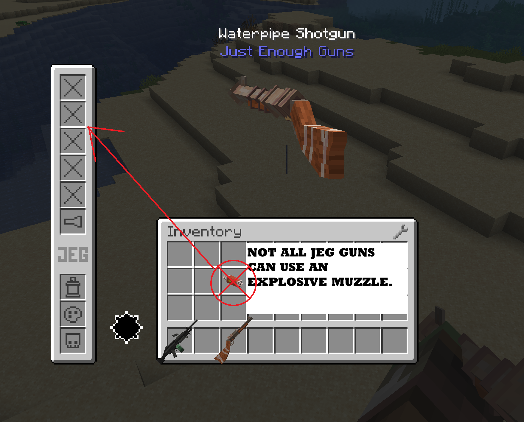 Thumbnail This small visual guide shows how some guns in the JEG mod cannot be equipped with an explosive muzzle.