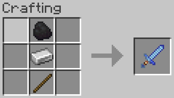 Thumbnail Craft the steel sword using one coal, one iron and one stick