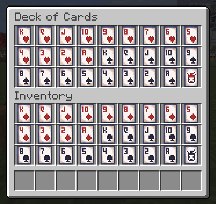 All 52 Cards (ex. Nine of Clubs), as well as Red/Black Joker