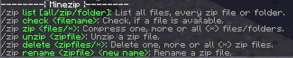 MineZip Helpmenu v1.2