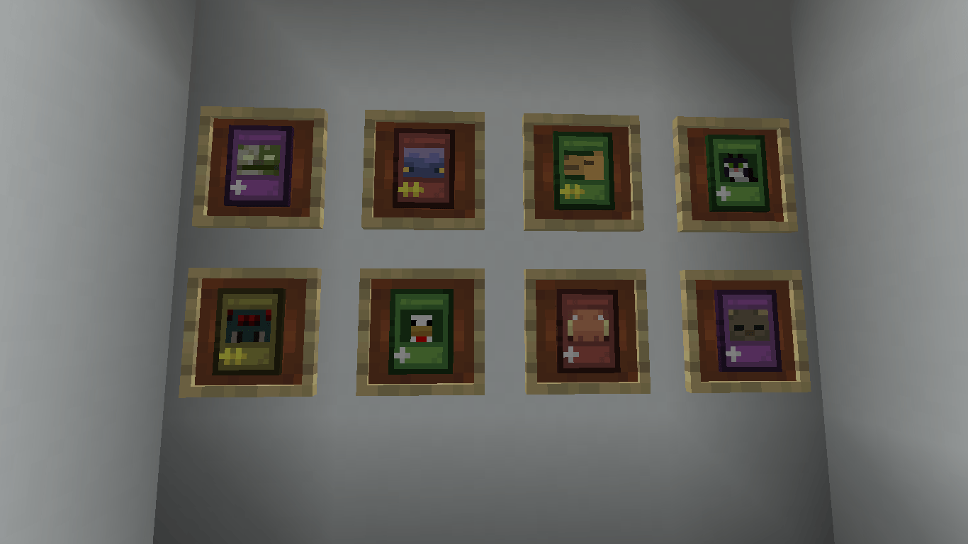 Thumbnail Example of a few cards on item frames.