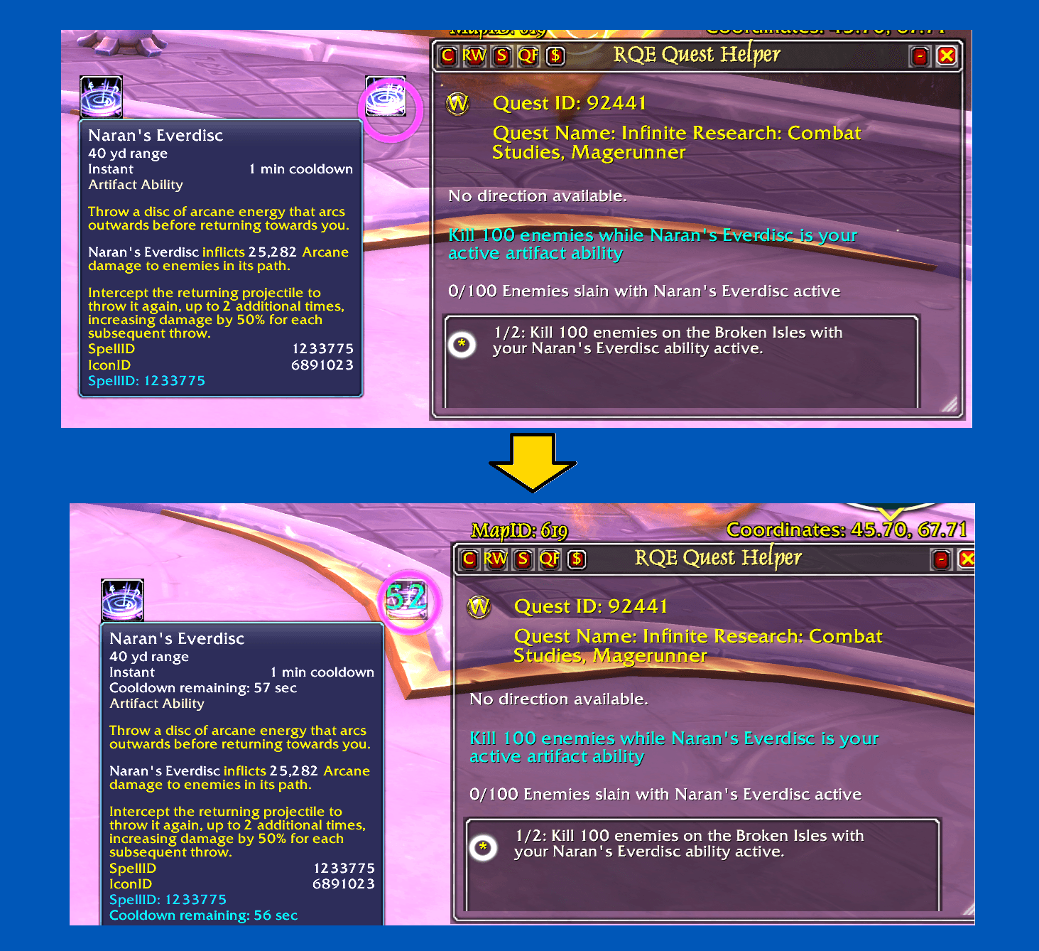 Thumbnail Feature available in 11.2.5.1 to show the cooldown timer in the macro button for spells and items