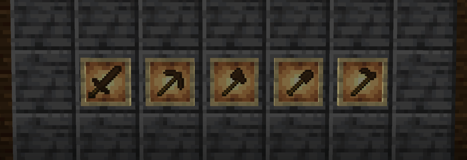 In-Game Dark Oak looks a bit lighter and is different to the Spruce Tools