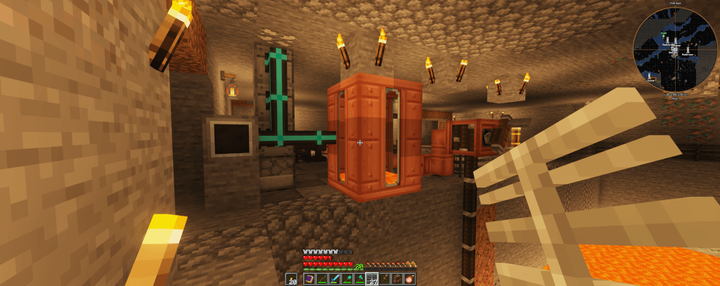 Using a lava drawer to fill up a tank to use the hose to fill a hole for infinite lava.