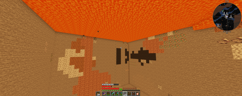 Freecam view to monitor the lava's progress.