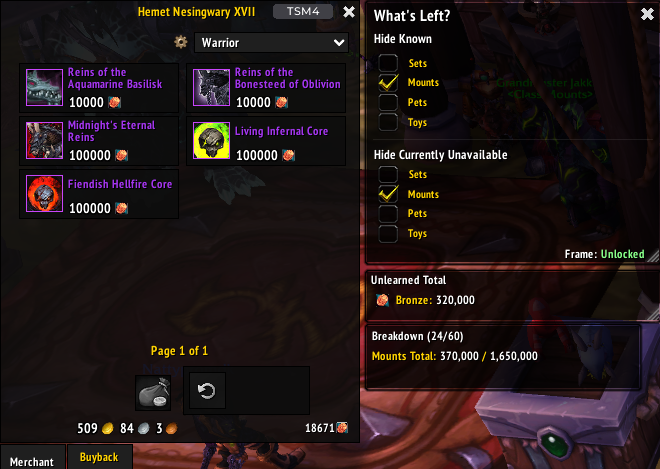 Thumbnail Filtering mounts to show only unknown mounts that are available to the current wing.