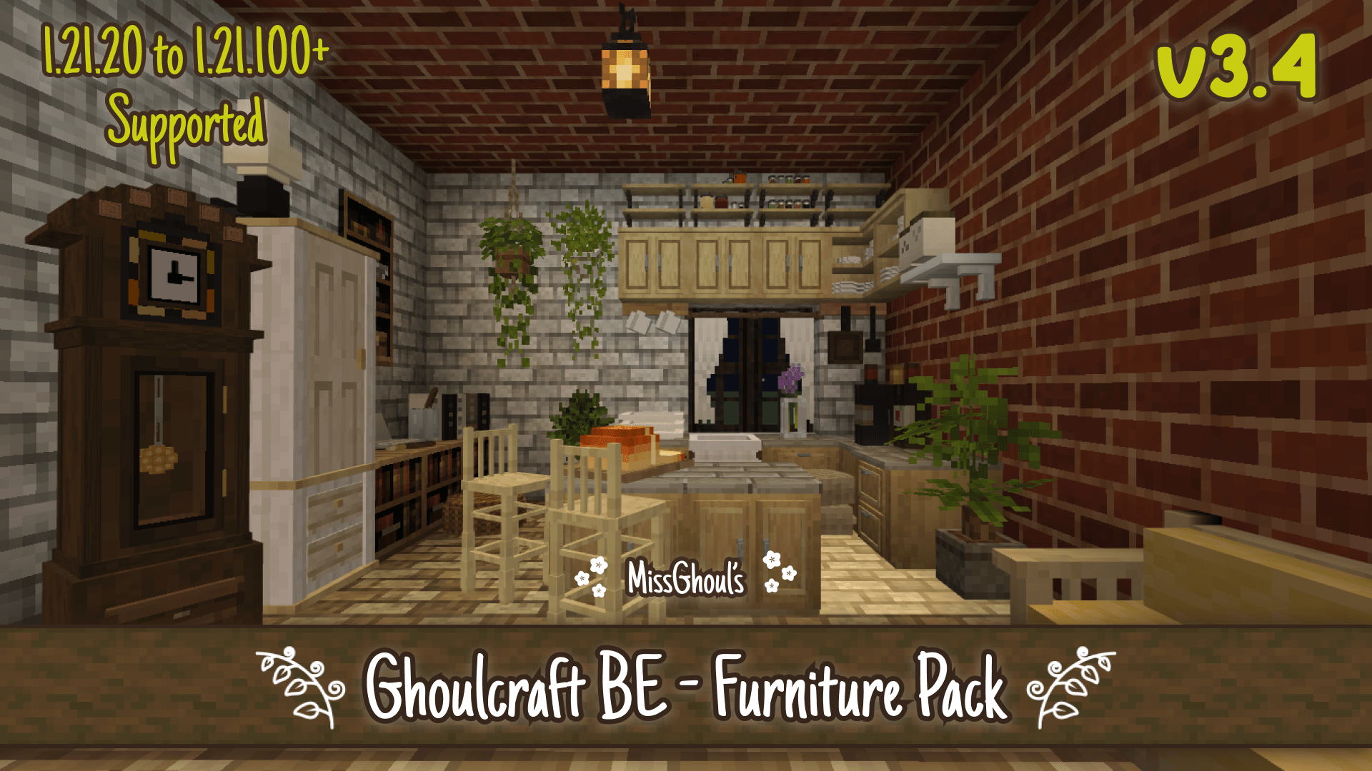 حزمة أثاث وديكورات غولكرافت التفاعلية لماين كرافت بيدروك