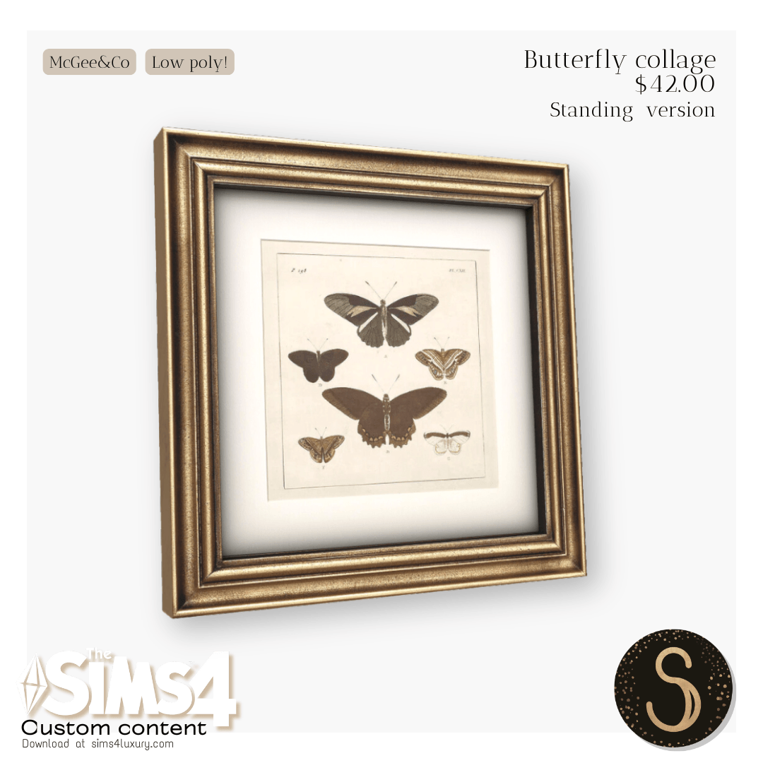 Sims4Luxury - McGee&Co - Butterfly Collage - Wall + Standing art