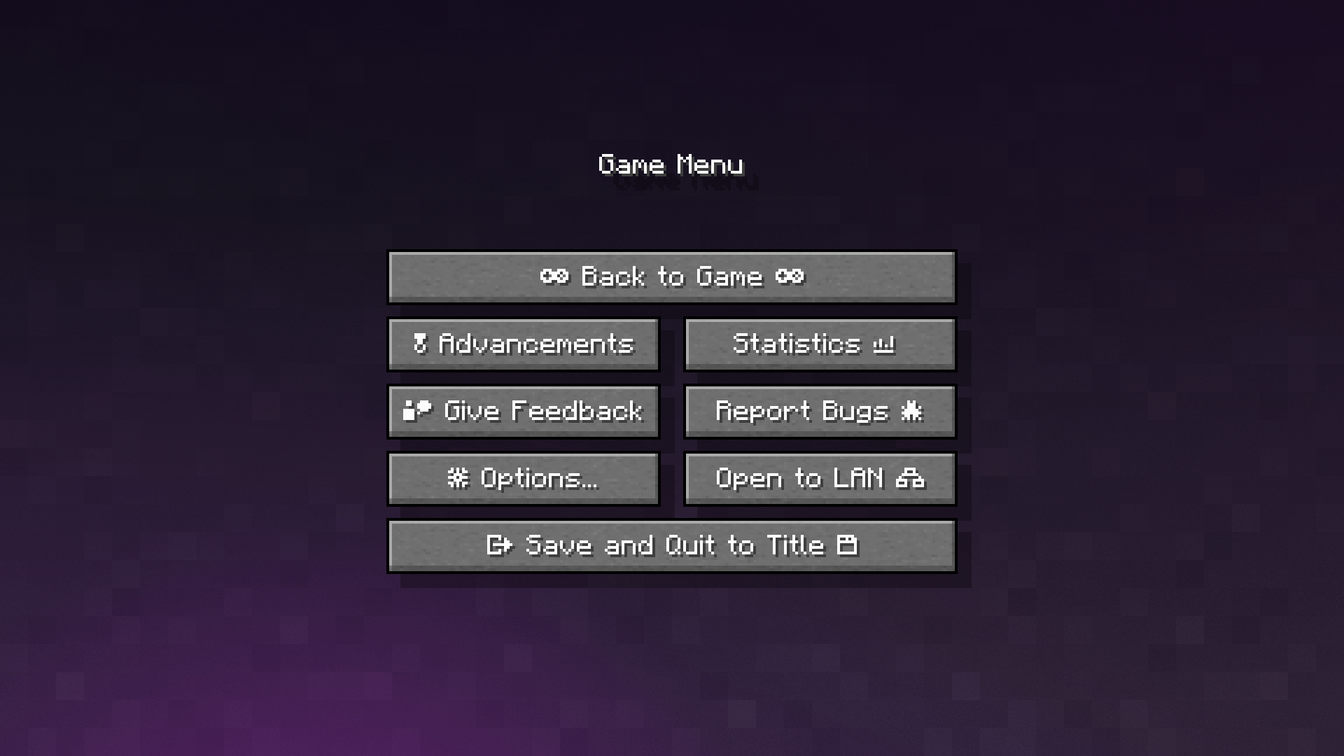 Small, font-styled icons in the Escape Menu