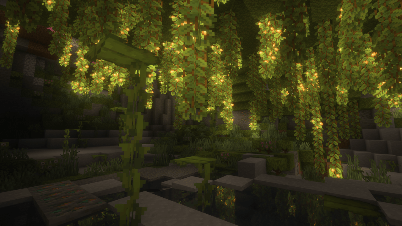 A Lush cave with BSL Classic shader