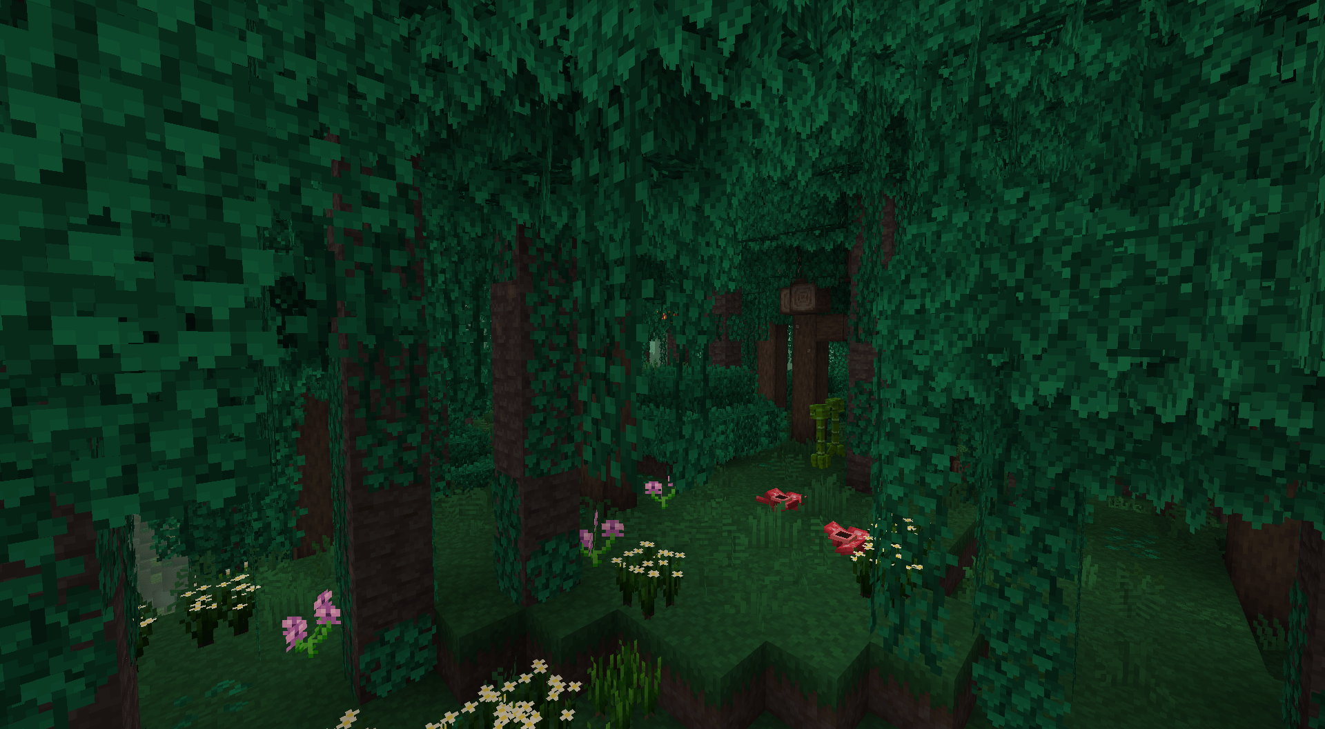 Thumbnail Among vines and hidden flowers, two red creatures guard the path. The jungle breathes with intensity, a living temple that keeps its own mystery. 🐸🌺