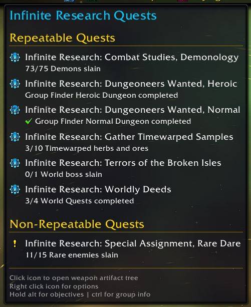 Infinite Research quests
