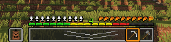 Screenshot showing the Hotbar, Health, Hunger, and Totem