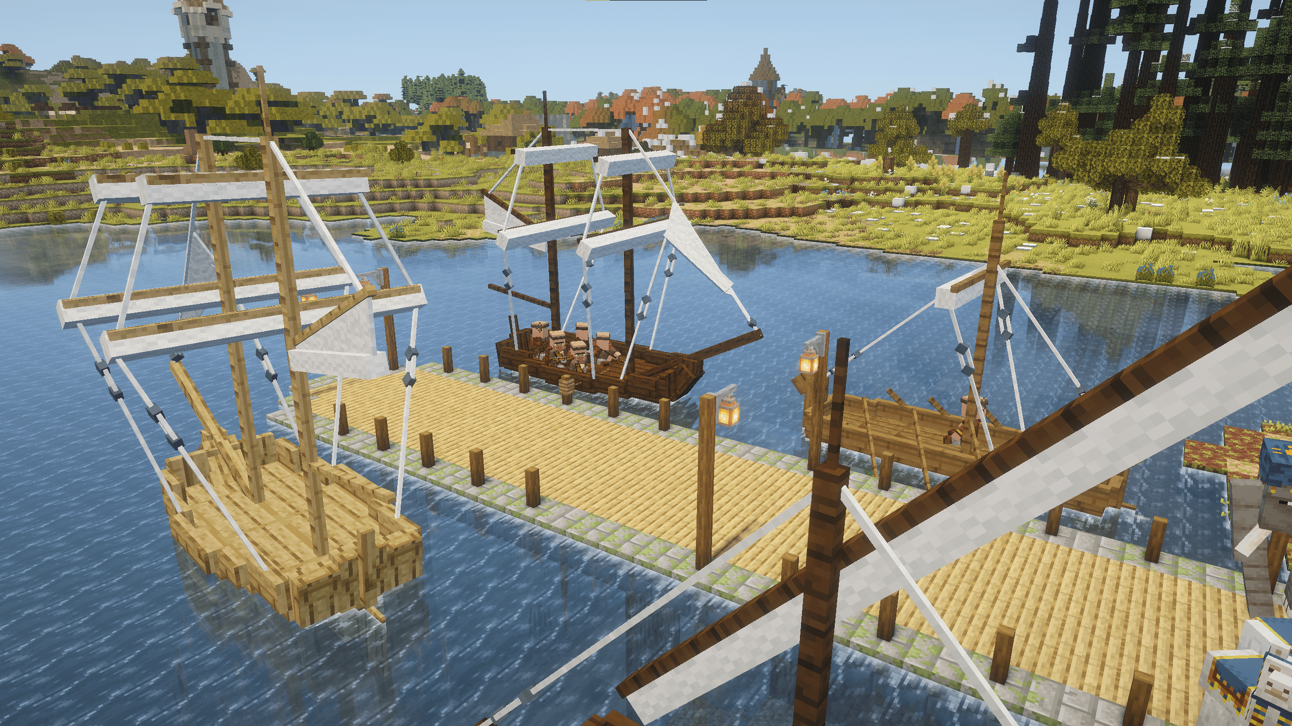 players can craft shipyards, launch boats, and dock their vessels seamlessly. Maritime trade and exploration become a major part of the medieval experience.