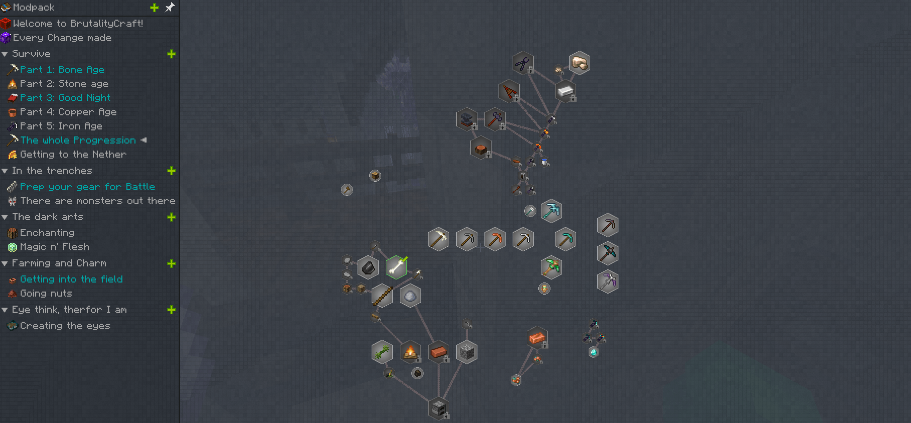 Quest system showing progression