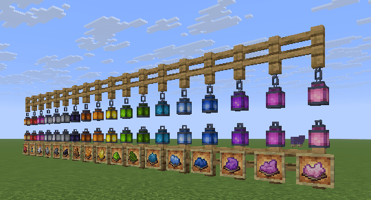 All the different dyed lanterns in this mod!