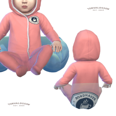 Infant onesie with 5 color swatches. Nordhaven Coffee Club mini-logo on front + logo patch on the back. Base Game compatible. Works for Infants only.