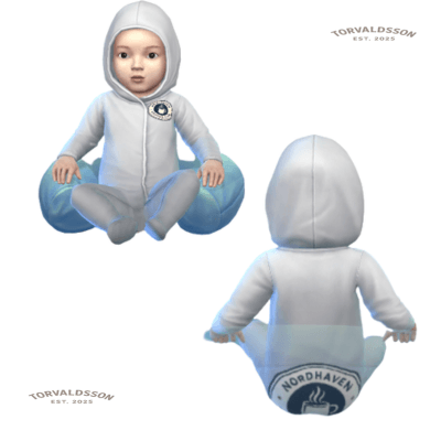 Infant onesie with 5 color swatches. Nordhaven Coffee Club mini-logo on front + logo patch on the back. Base Game compatible. Works for Infants only.