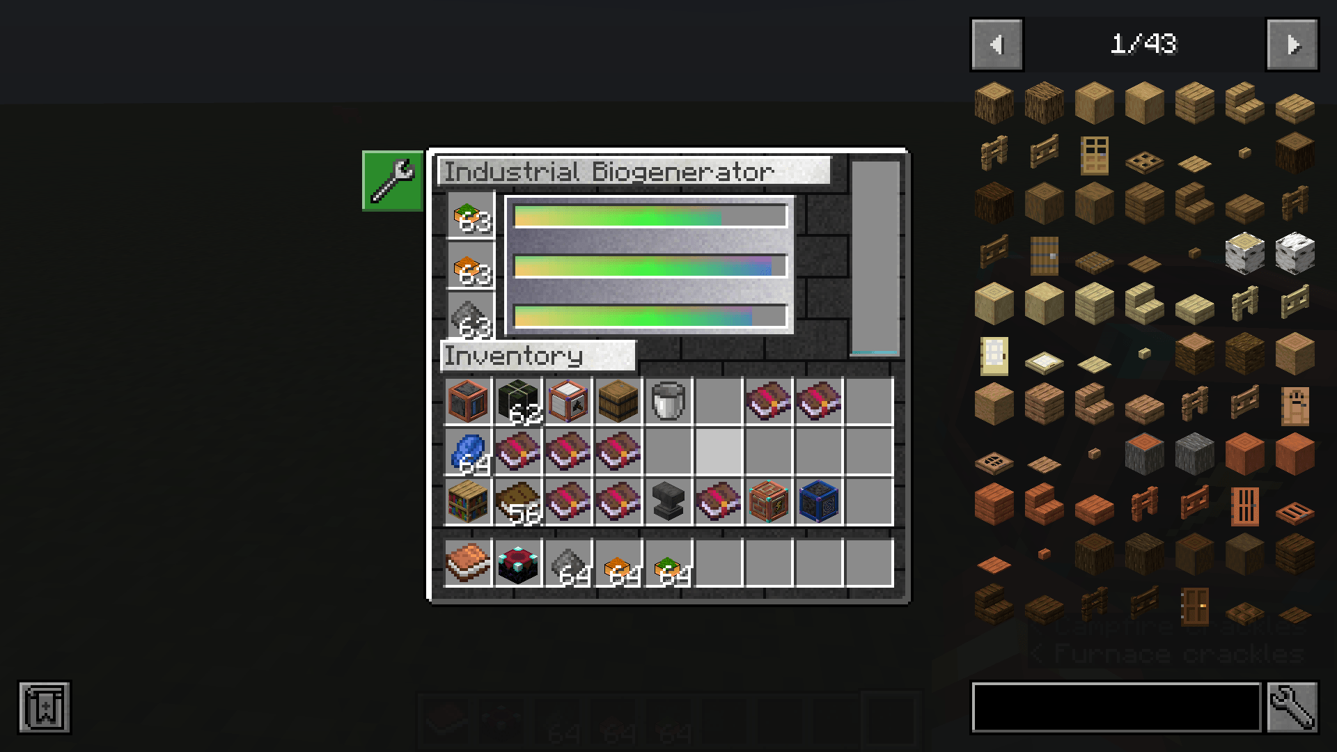Fueled by three materials: Macerated Biomass, Copper Dust, and Gunpowder