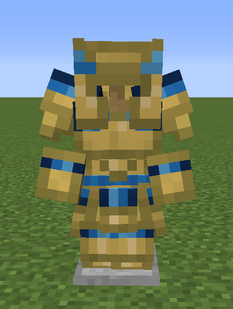 A set of armor polished with Cobalt, giving it a blue trim.