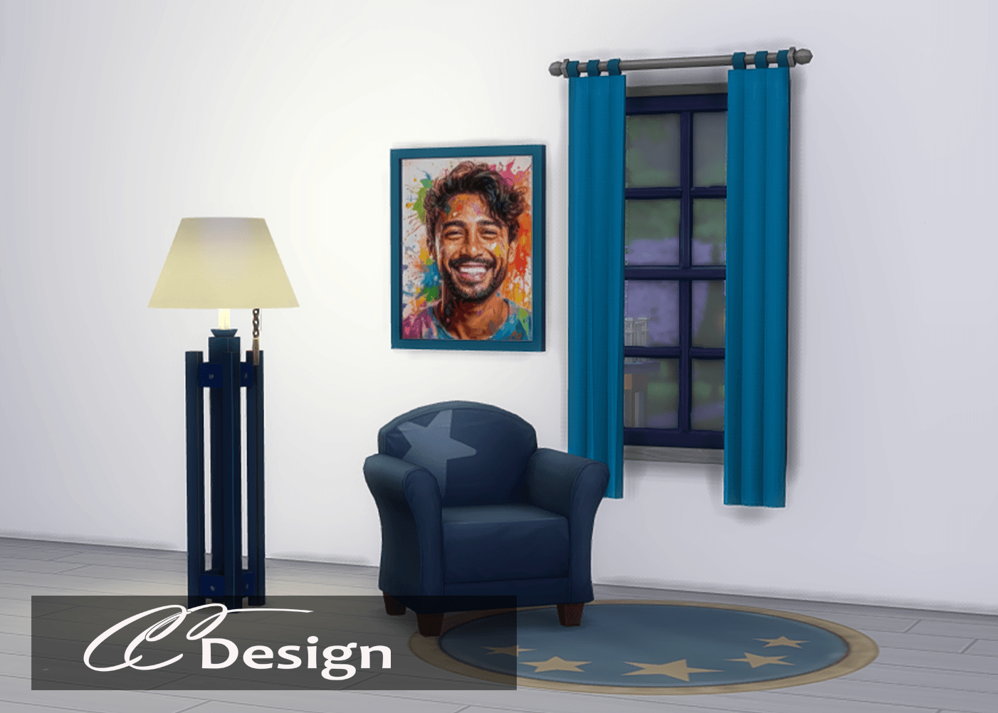 Solid-color curtains in 25 colors. Base game compatible.