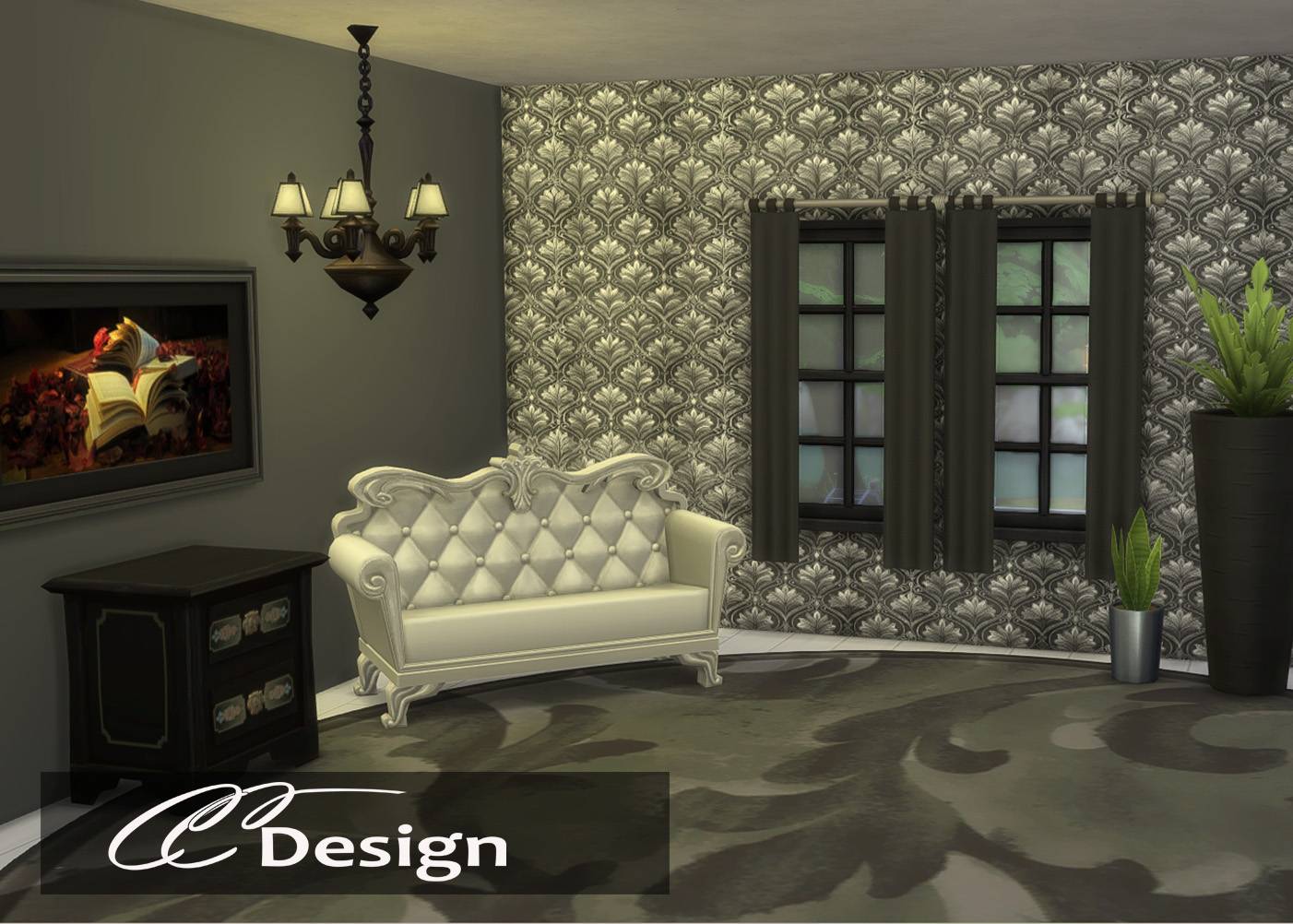 Solid-color curtains in 25 colors. Base game compatible.