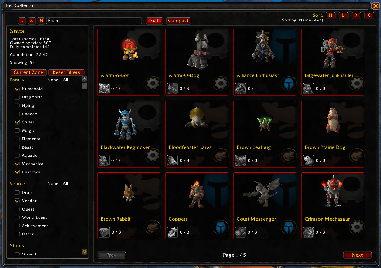 (v1.1) Change Filters to view certain pets.