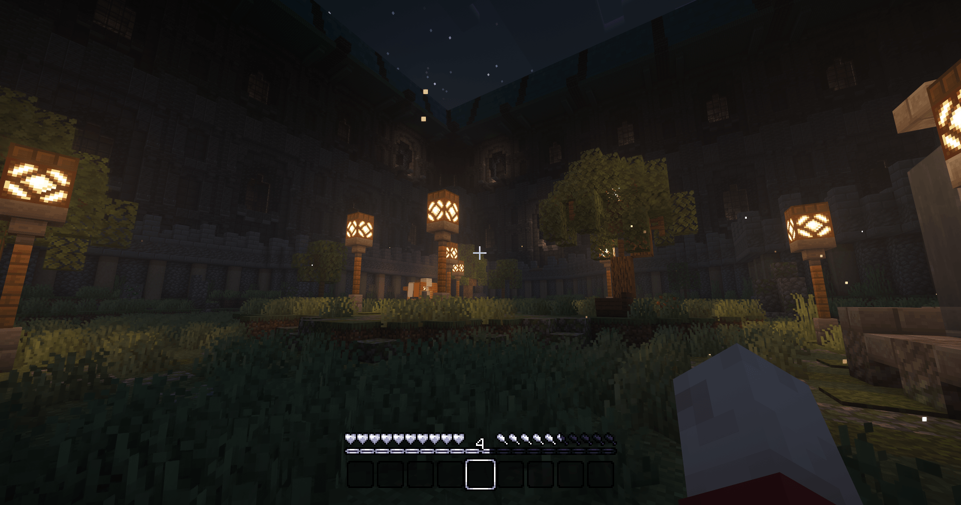 Another showcase of the HUD, this time at night near a castle.