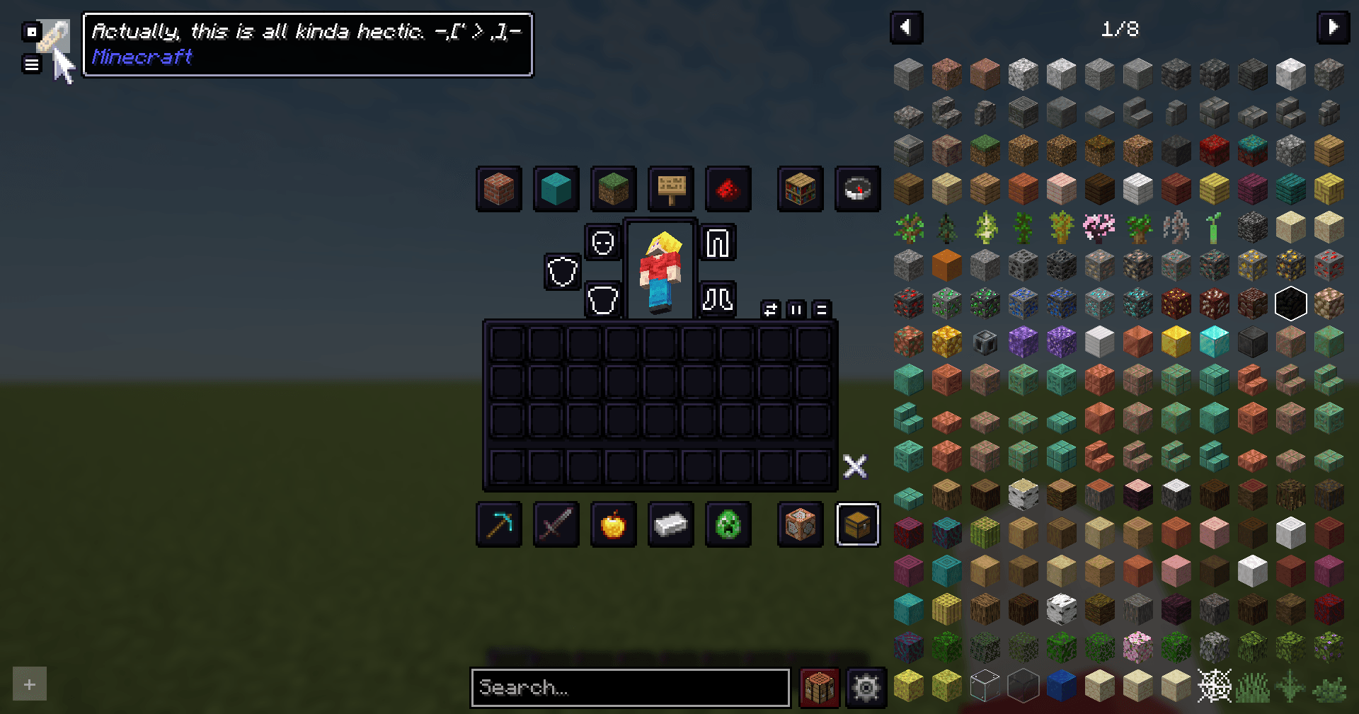A showcase of InventoryProfilesNext and RoughlyEnoughItems that is admittedly pretty cluttered.