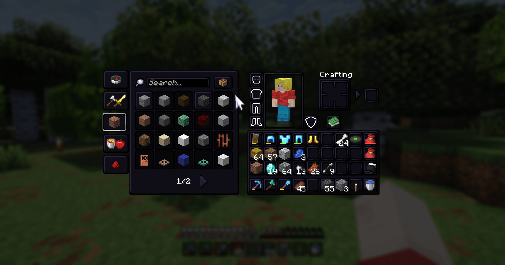 The survival inventory along with the recipe book.